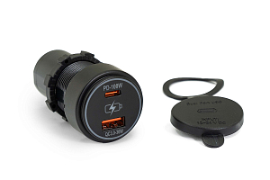 Розетка USB автомобильная врезная на 2 выхода USB Type-A QC3.0 (36W) + Type-C (PD-100W)