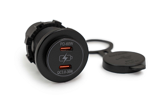  Розетка USB автомобильная врезная на 2 выхода USB Type-C (60W) + Type-C QC3.0 (36W)