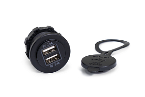 Розетка USB 2.4A круглая два выхода с подсветкой d22