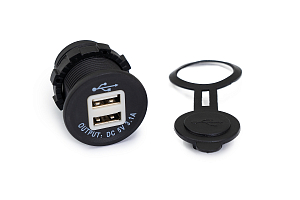 Розетка USB 3.1А круглая 2 выхода с подсветкой d22
