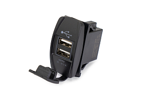 Розетка USB 3.1А 2 выхода прямоугольная красная подсветка
