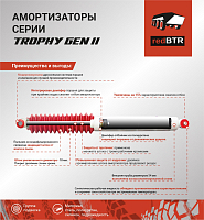 Амортизатор УАЗ Патриот, 3162, Карго +50 мм (масляный, передний) TROPHY GEN ll (шток 18 мм)
