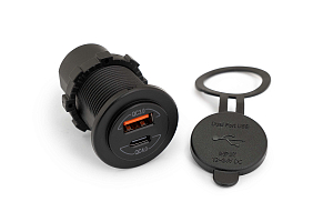 Розетка USB автомобильная врезная на 2 выхода USB Type-A QC3.0 (36W) + Type-C QC4.0 (60W)